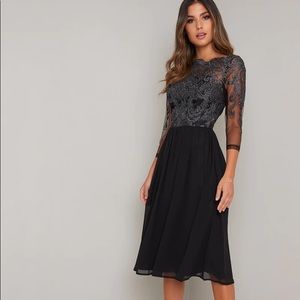 Chi Chi London Black & Silver Mya Cocktail Dress